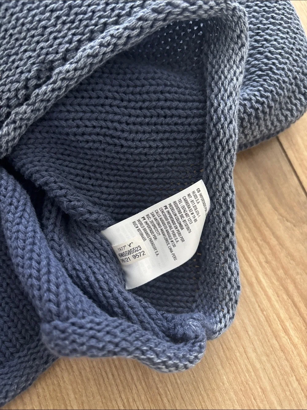 American Eagle Outfitters Slate Blue Knit Coastal Crop Crewneck Sweater XS